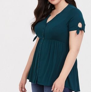 Super soft teal bow sleeve babydoll